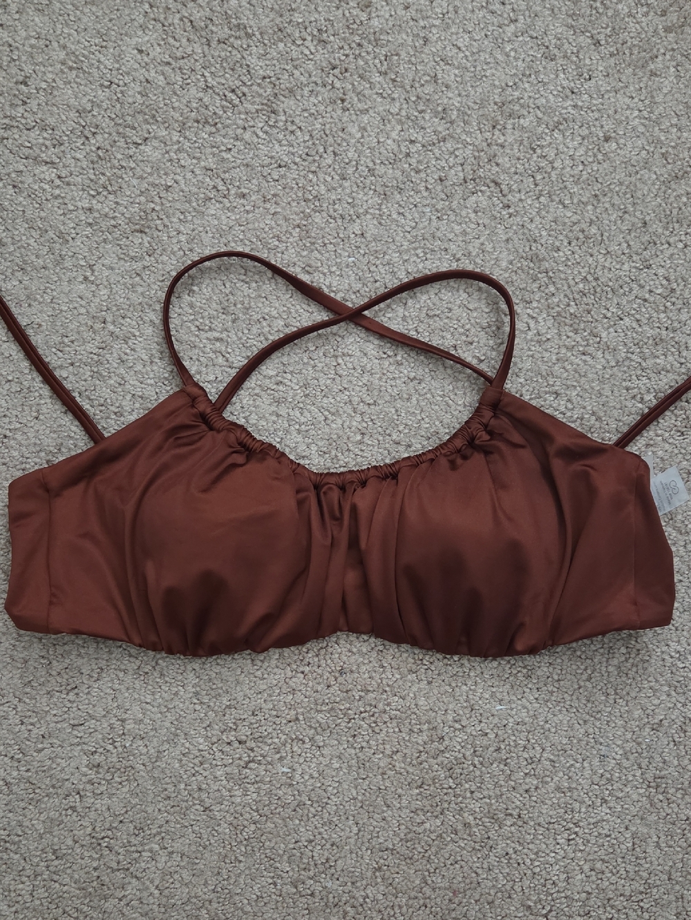 *NWOT* CALIA by Carrie Underwood Brown Satin Bikini Top